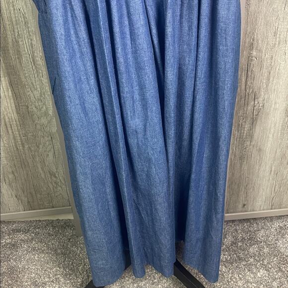 Vintage 90's Handcrafted Patriotic Denim Dress with Flag Buttons Women's L - Picture 9 of 12